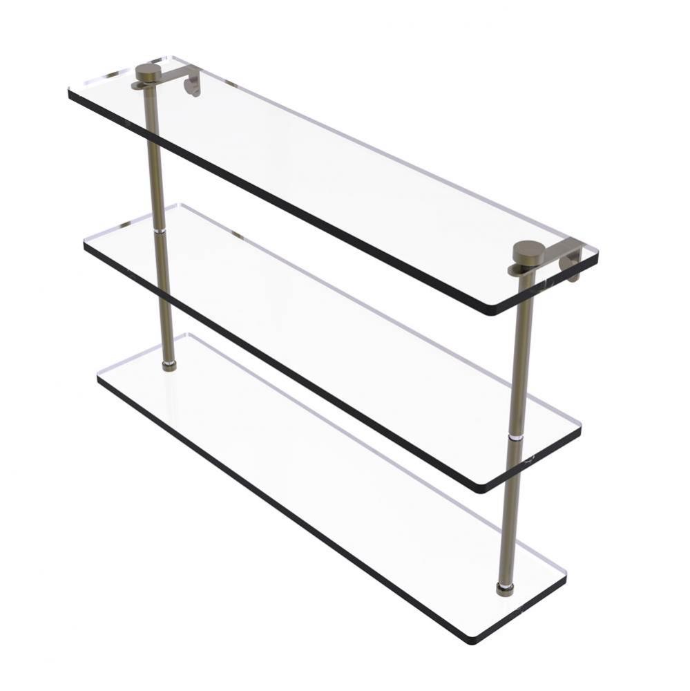 22 Inch Triple Tiered Glass Shelf