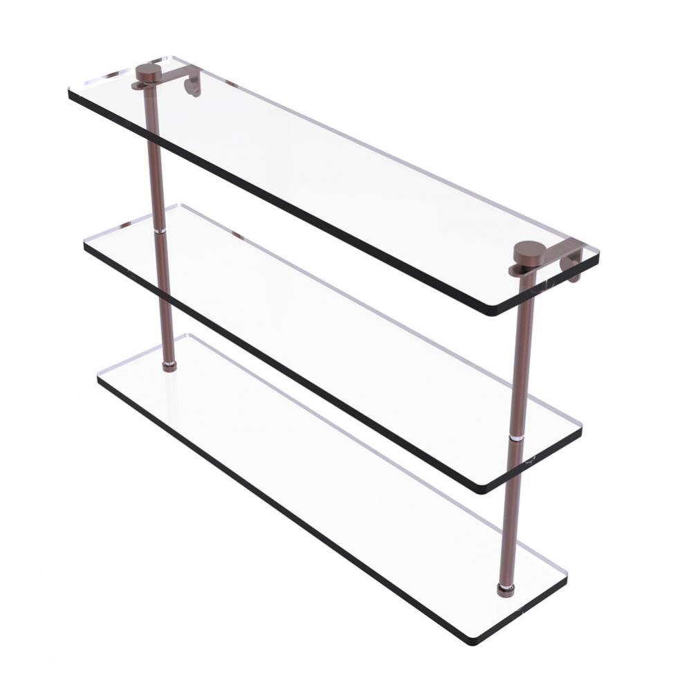 22 Inch Triple Tiered Glass Shelf