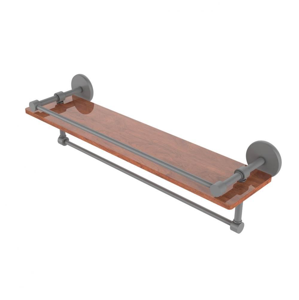 Montero Collection 22 Inch IPE Ironwood Shelf with Gallery Rail and Towel Bar