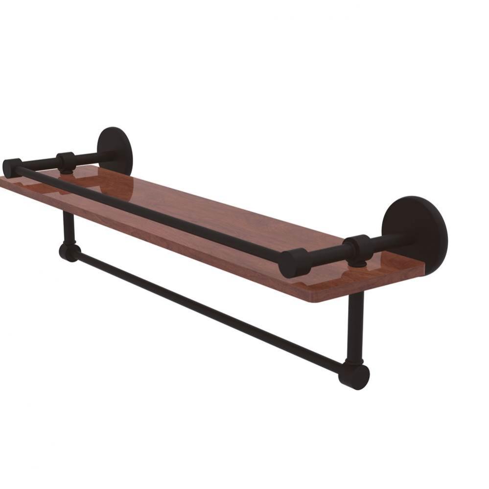 Prestige Skyline Collection 22 Inch IPE Ironwood Shelf with Gallery Rail and Towel Bar
