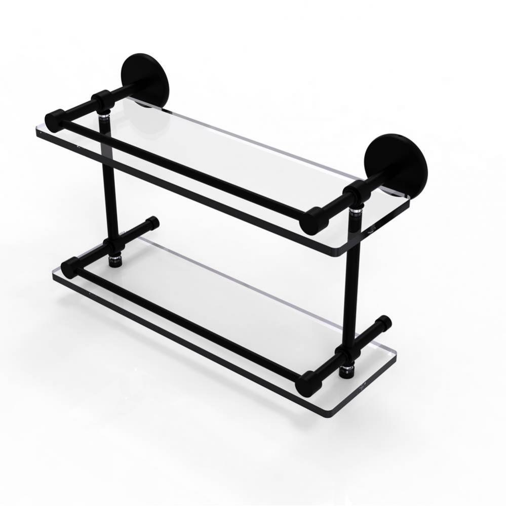 16 Inch Tempered Double Glass Shelf with Gallery Rail