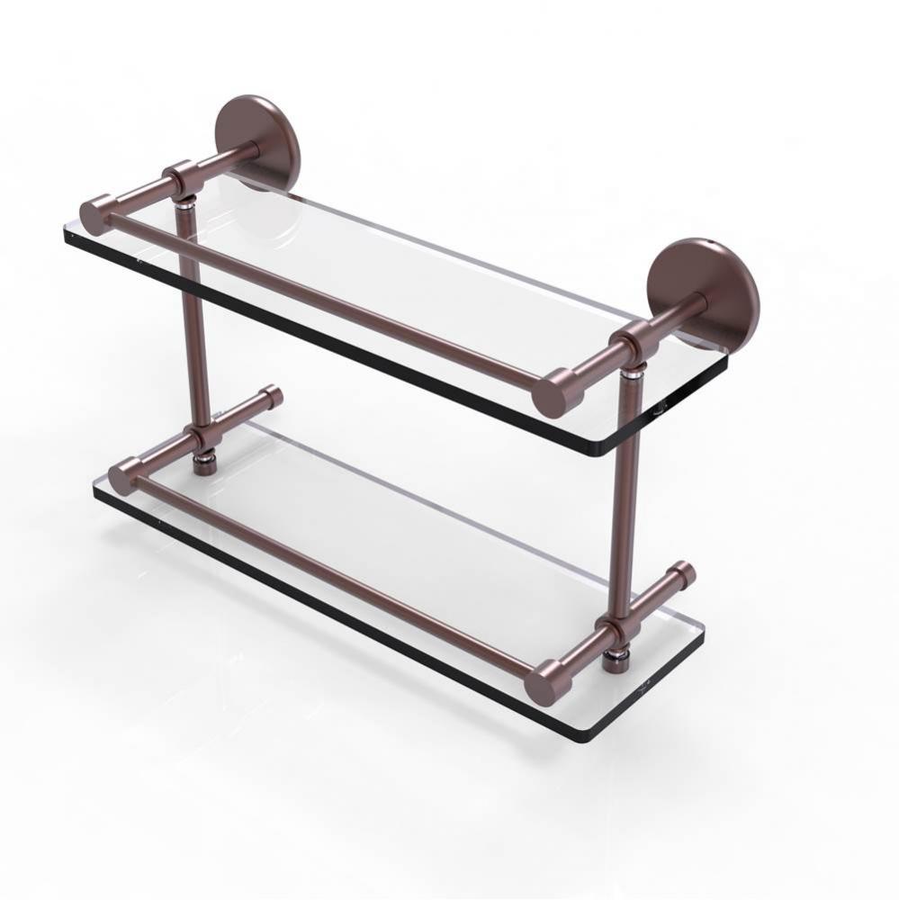 16 Inch Tempered Double Glass Shelf with Gallery Rail