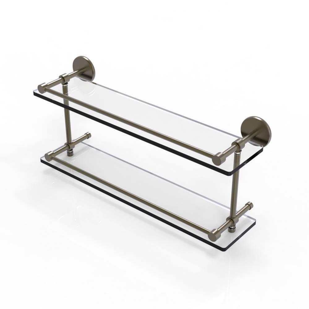 22 Inch Tempered Double Glass Shelf with Gallery Rail