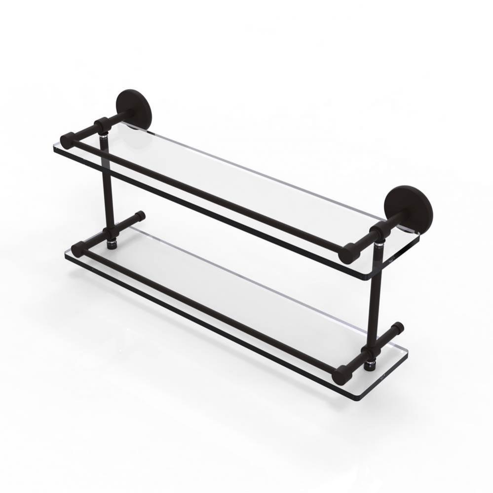 22 Inch Tempered Double Glass Shelf with Gallery Rail