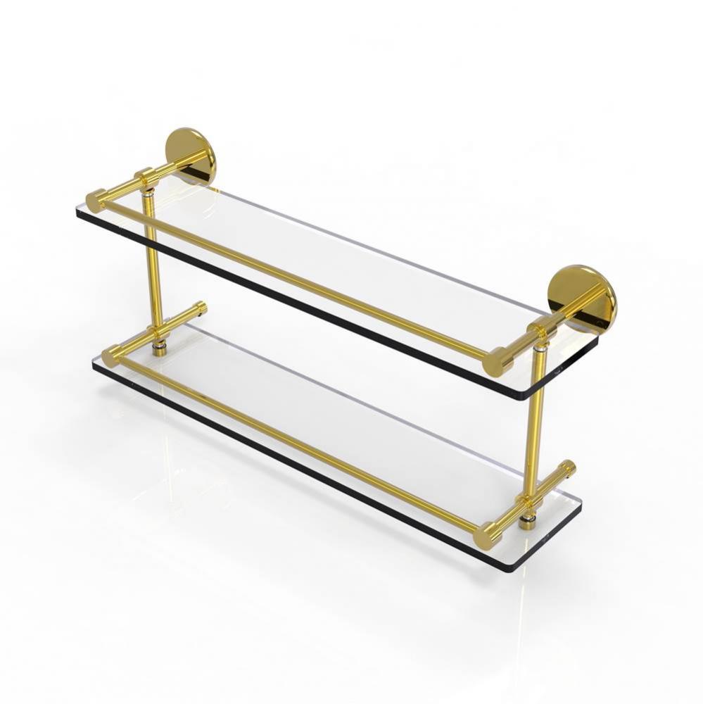 22 Inch Tempered Double Glass Shelf with Gallery Rail