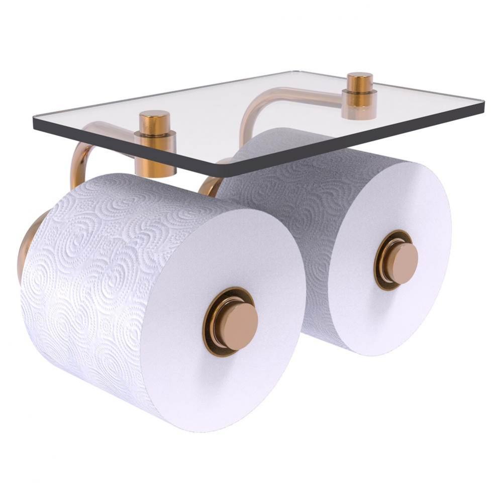 Prestige Skyline Collection 2 Roll Toilet Paper Holder with Glass Shelf - Brushed Bronze