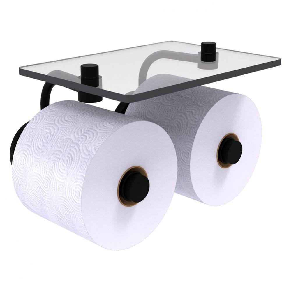 Prestige Skyline Collection 2 Roll Toilet Paper Holder with Glass Shelf - Matte Black