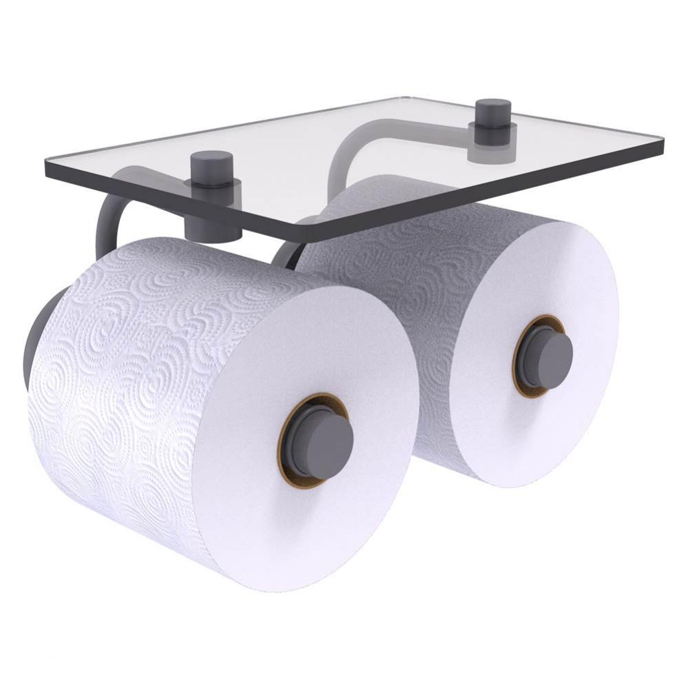 Prestige Skyline Collection 2 Roll Toilet Paper Holder with Glass Shelf - Matte Gray