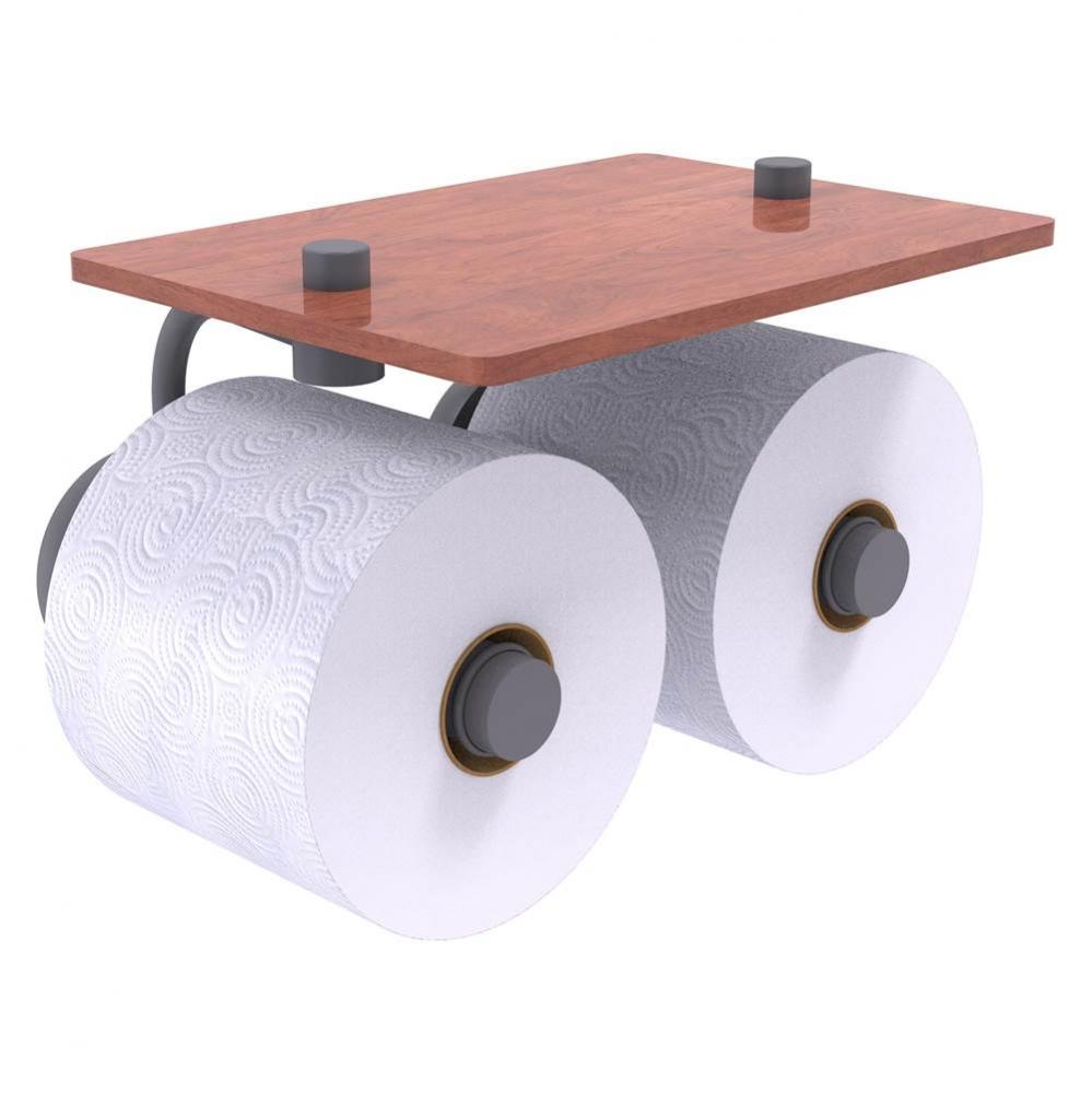 Prestige Skyline Collection 2 Roll Toilet Paper Holder with Wood Shelf - Matte Gray