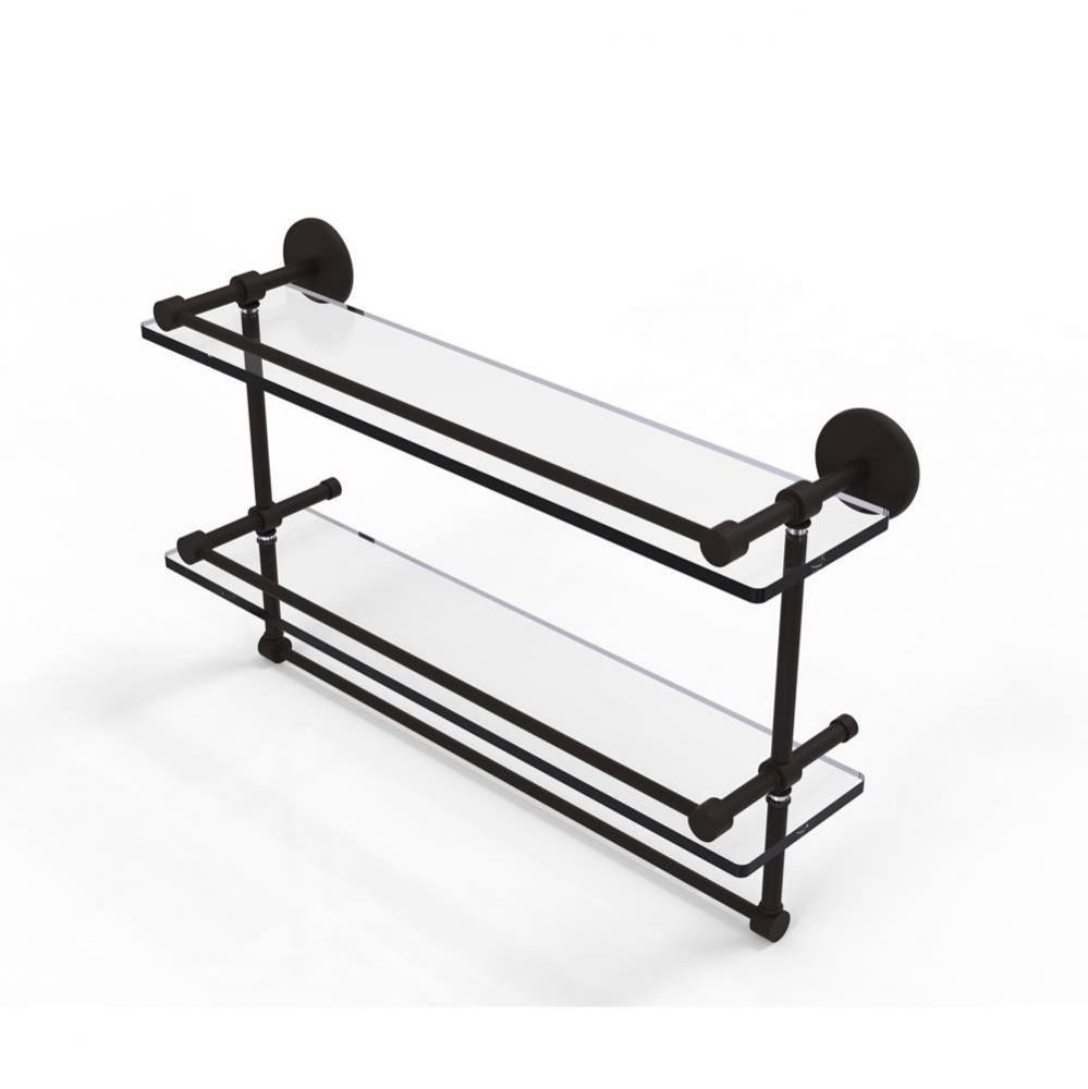 22 Inch Gallery Double Glass Shelf with Towel Bar
