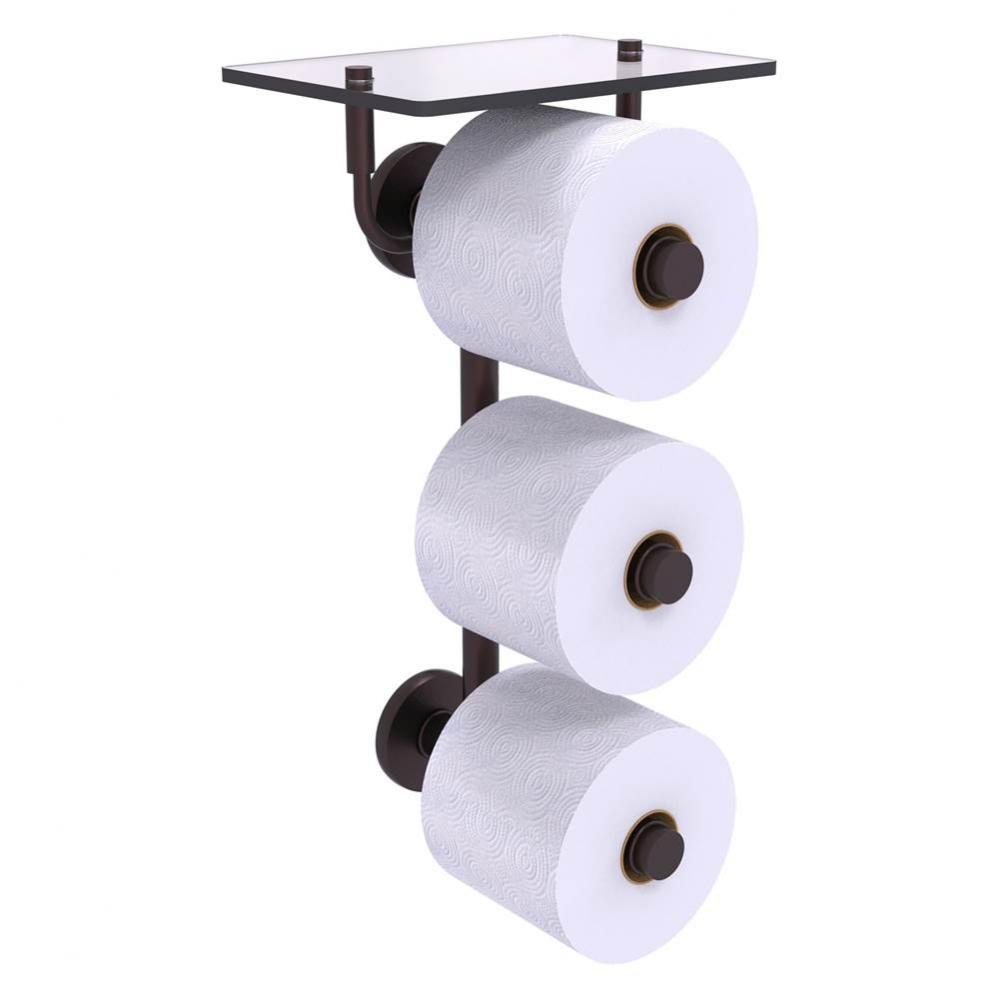 Prestige Skyline Collection 3 Roll Toilet Paper Holder with Glass Shelf - Antique Bronze