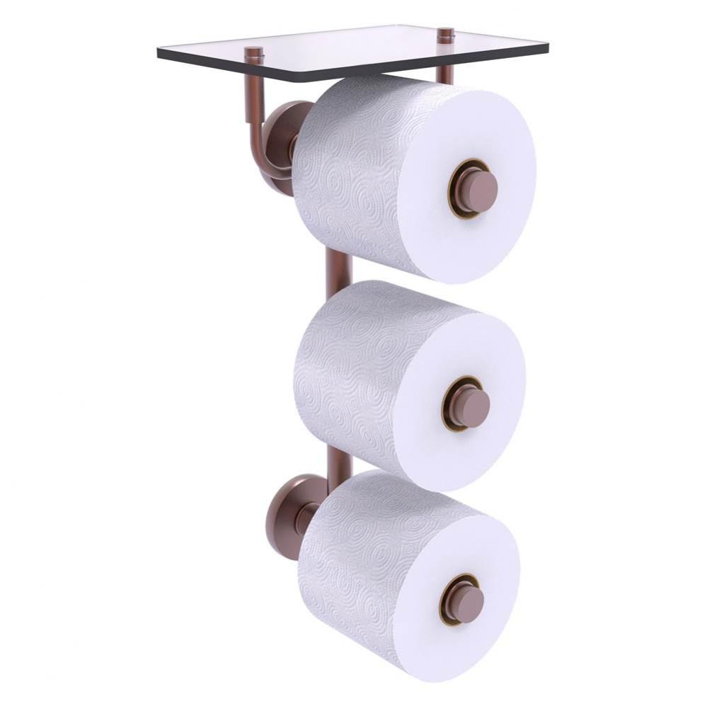 Prestige Skyline Collection 3 Roll Toilet Paper Holder with Glass Shelf - Antique Copper