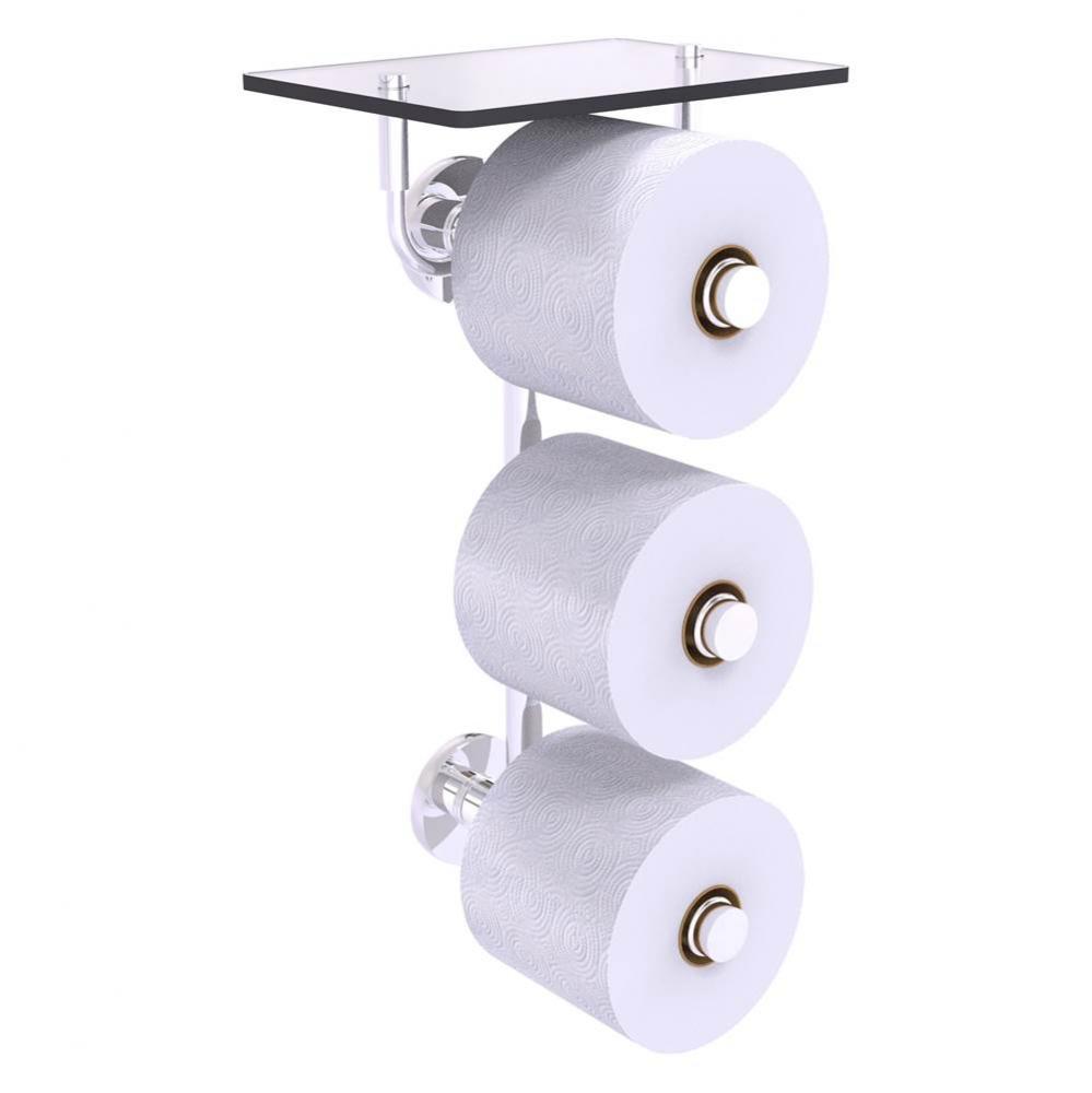 Prestige Skyline Collection 3 Roll Toilet Paper Holder with Glass Shelf - Polished Chrome