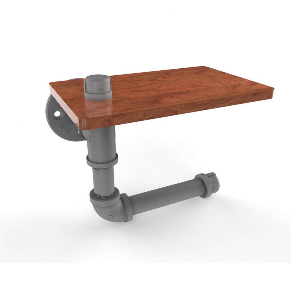 Pipeline Collection Toilet Paper Holder with Wood Shelf