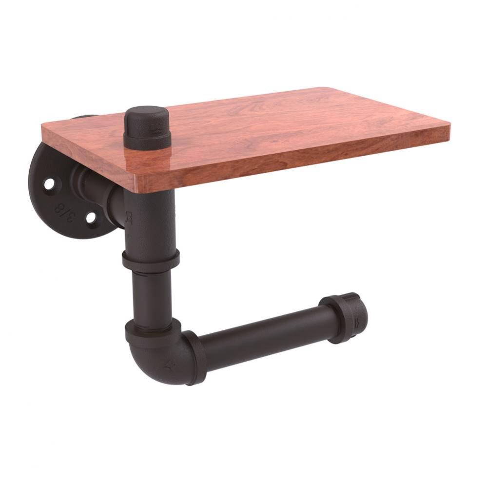 Pipeline Collection Toilet Paper Holder with Wood Shelf