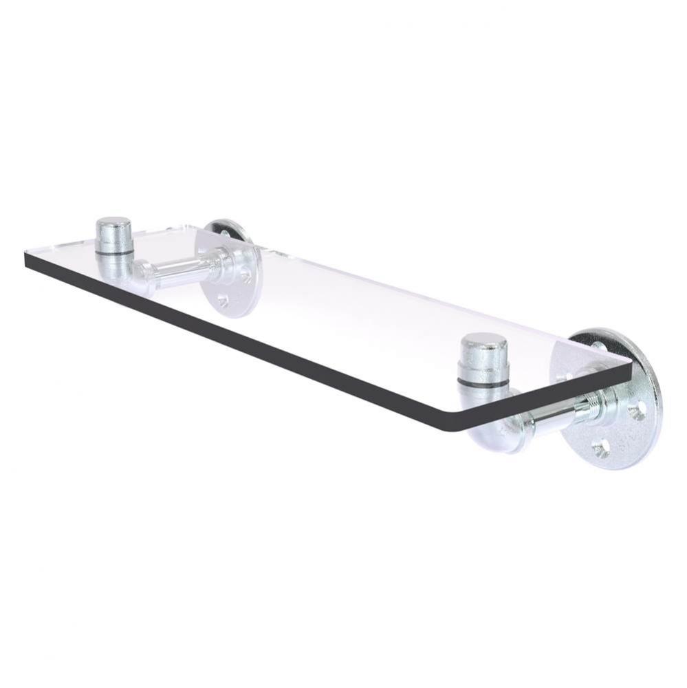 Pipeline Collection 16 Inch Glass Shelf - Polished Chrome