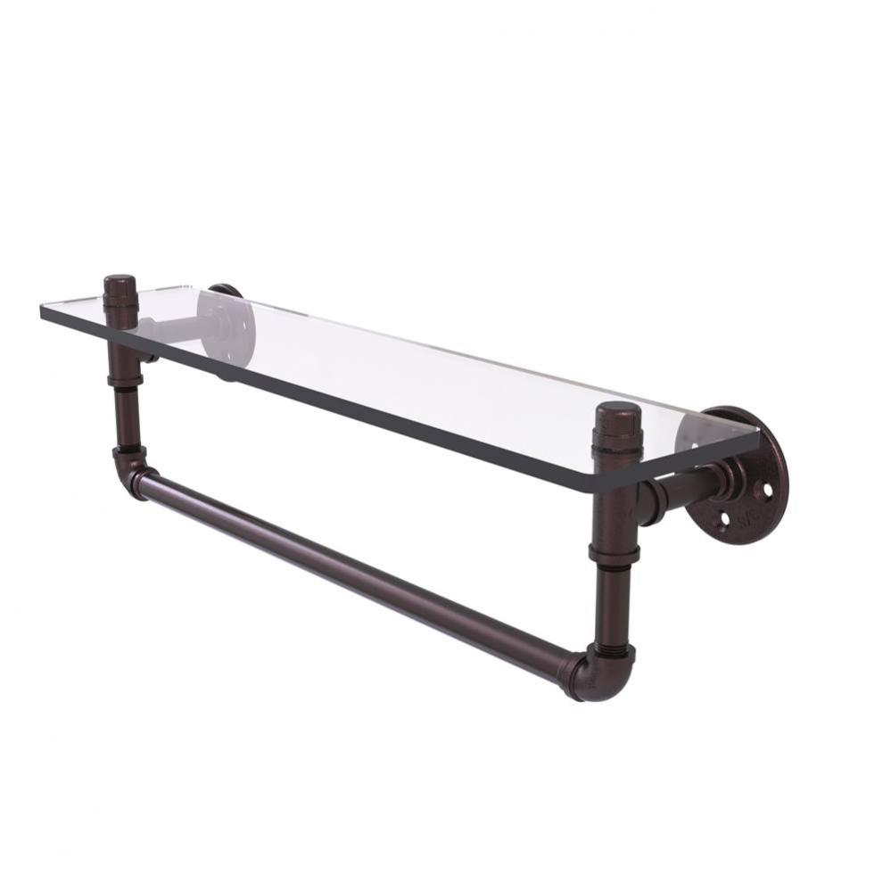 Pipeline Collection 22 Inch Glass Shelf with Towel Bar