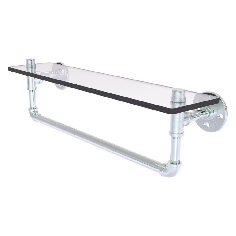 Pipeline Collection 22 Inch Glass Shelf with Towel Bar - Polished Chrome