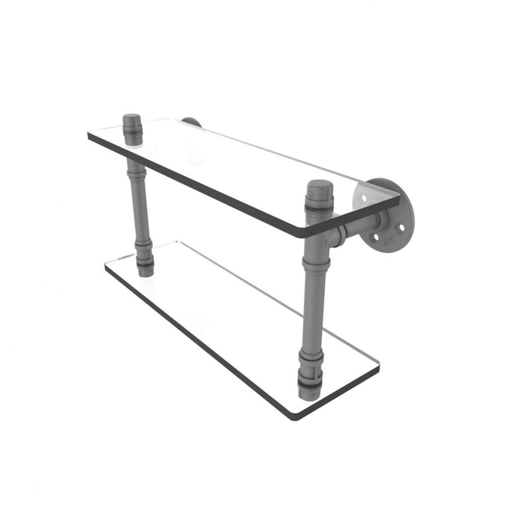 Pipeline Collection 16 Inch Double Glass Shelf