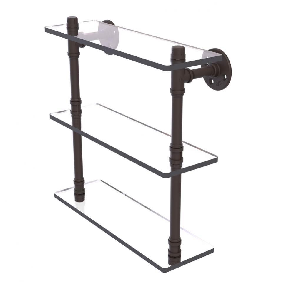 Pipeline Collection 16 Inch Triple Glass Shelf