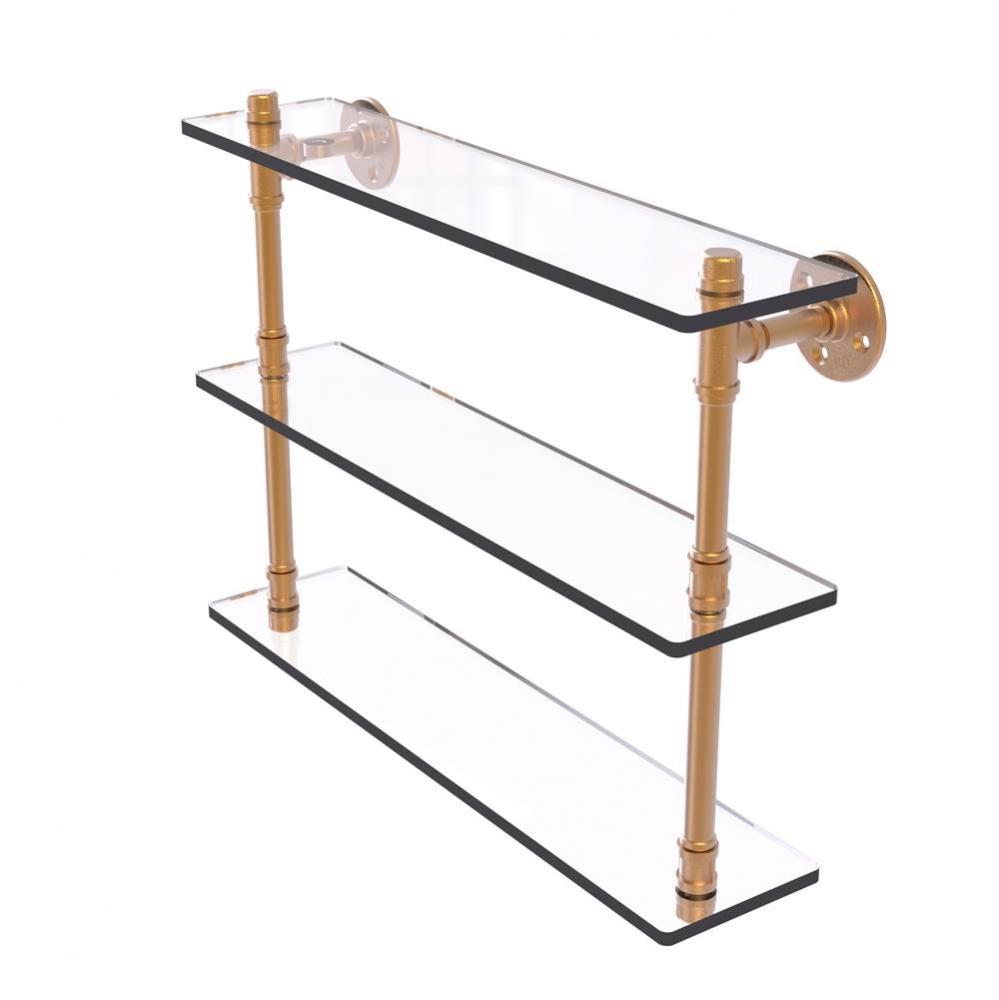 Pipeline Collection 22 Inch Triple Glass Shelf
