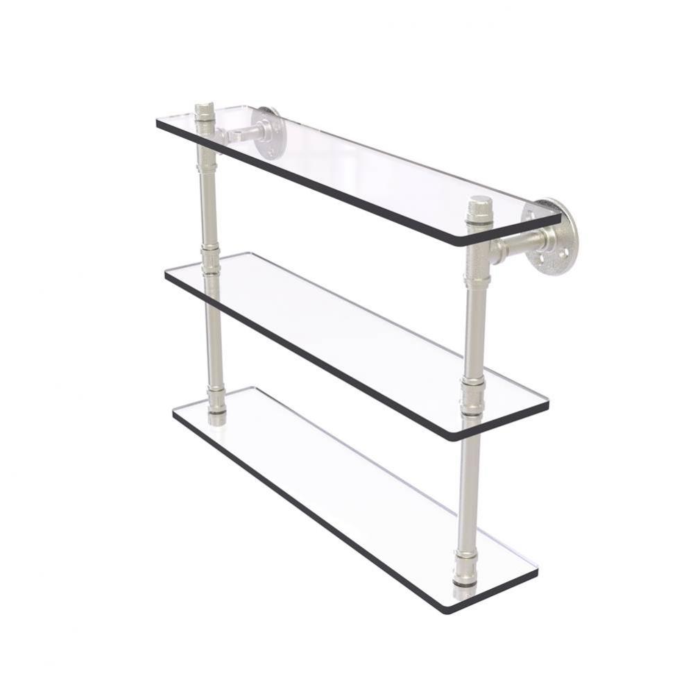 Pipeline Collection 22 Inch Triple Glass Shelf