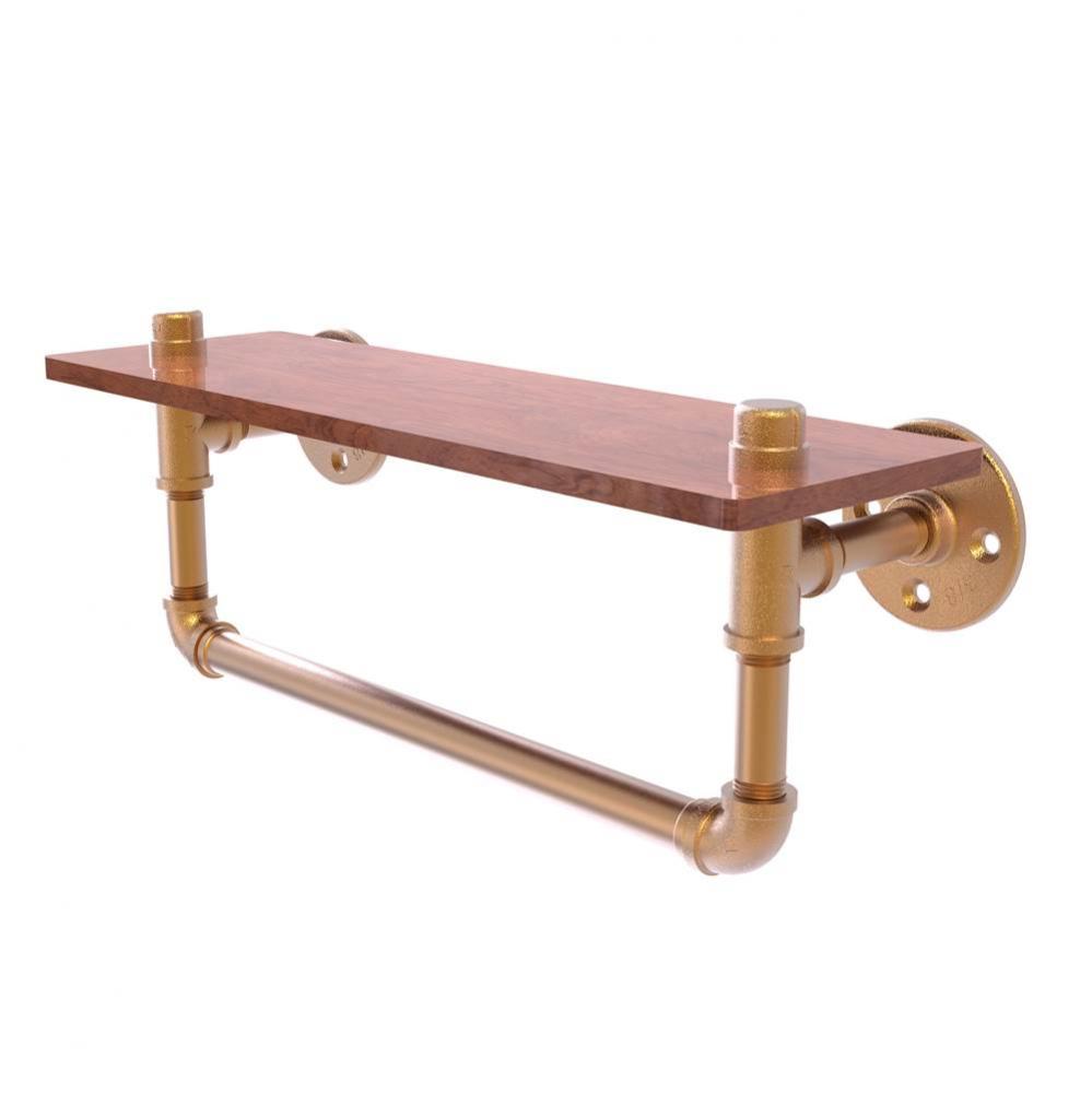Pipeline Collection 16 Inch Ironwood Shelf with Towel Bar