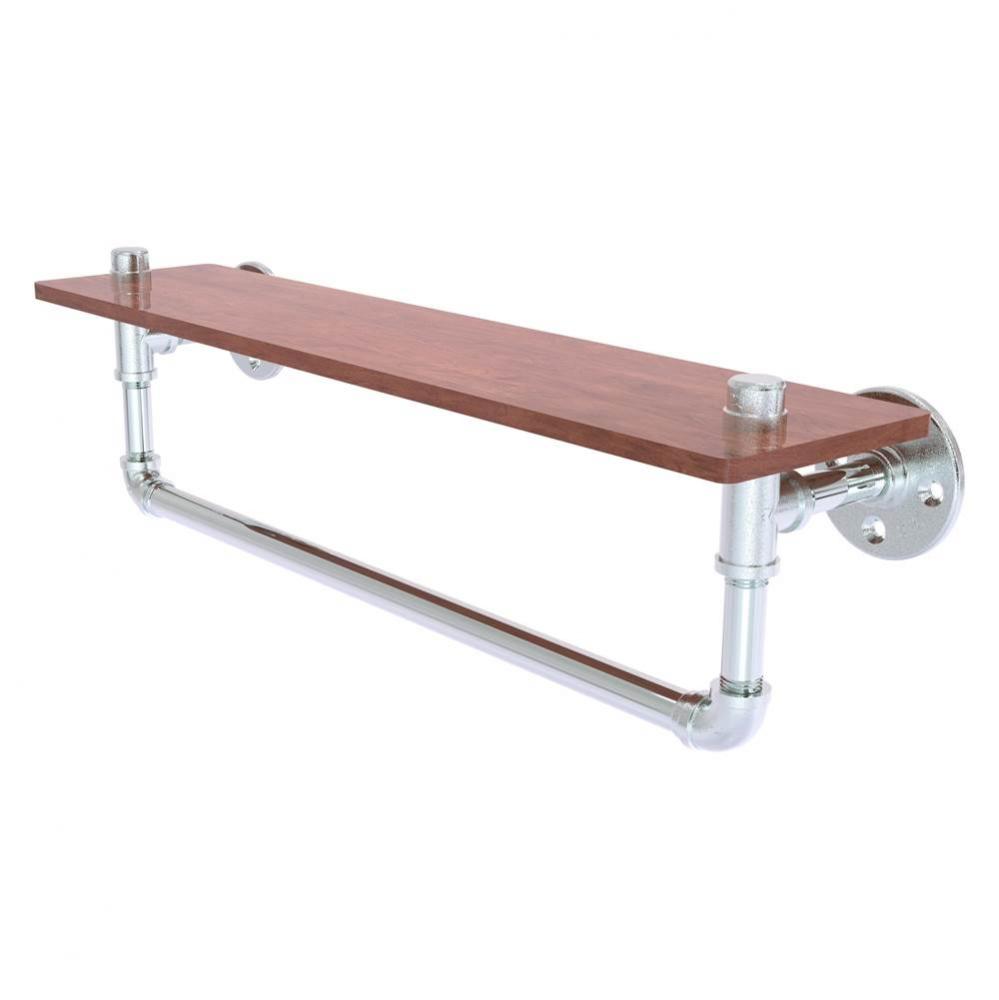 Pipeline Collection 22 Inch Ironwood Shelf with Towel Bar - Polished Chrome