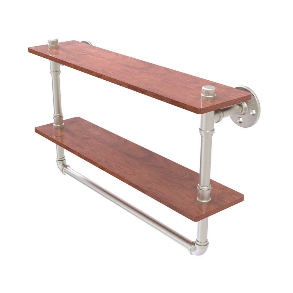 Pipeline Collection 22 Inch Double Ironwood Shelf with Towel Bar