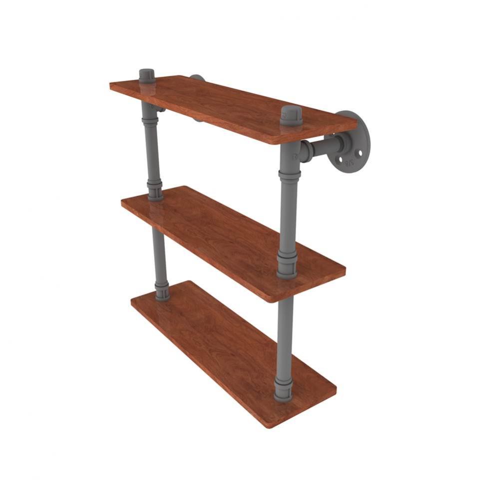 Pipeline Collection 16 Inch Ironwood Triple Shelf
