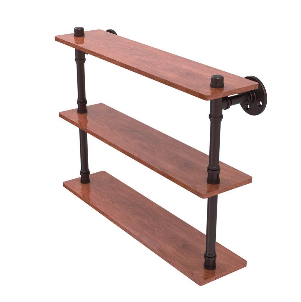 Pipeline Collection 22 Inch Ironwood Triple Shelf