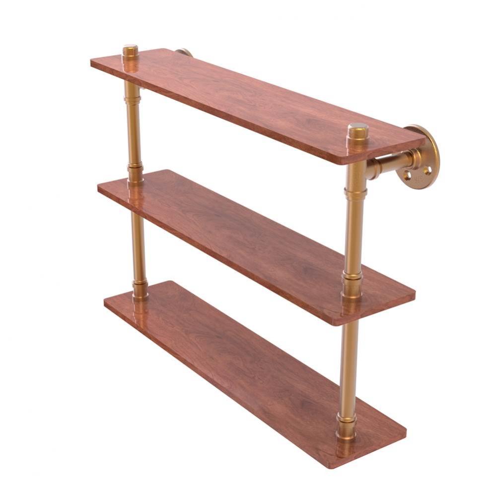 Pipeline Collection 22 Inch Ironwood Triple Shelf