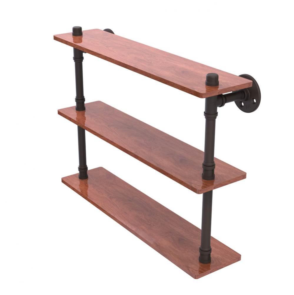 Pipeline Collection 22 Inch Ironwood Triple Shelf