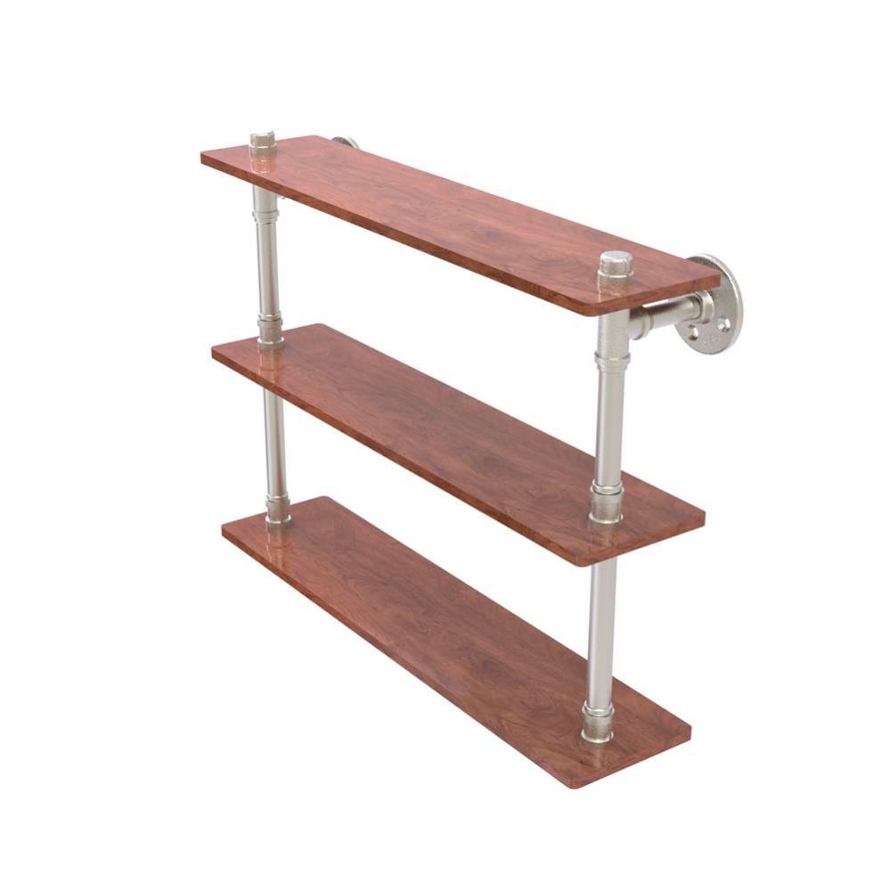 Pipeline Collection 22 Inch Ironwood Triple Shelf