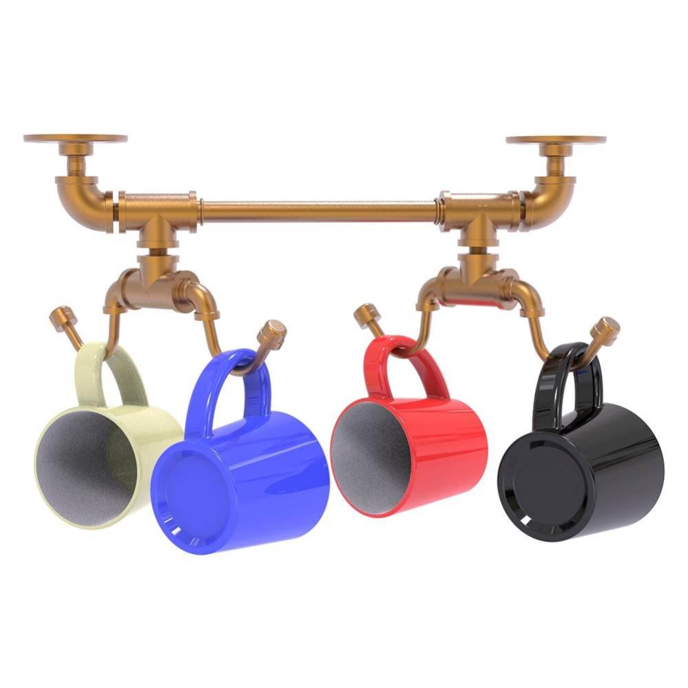 Pipeline Collection Under Cabinet 4 Coffee Mug Rack - Brushed Bronze