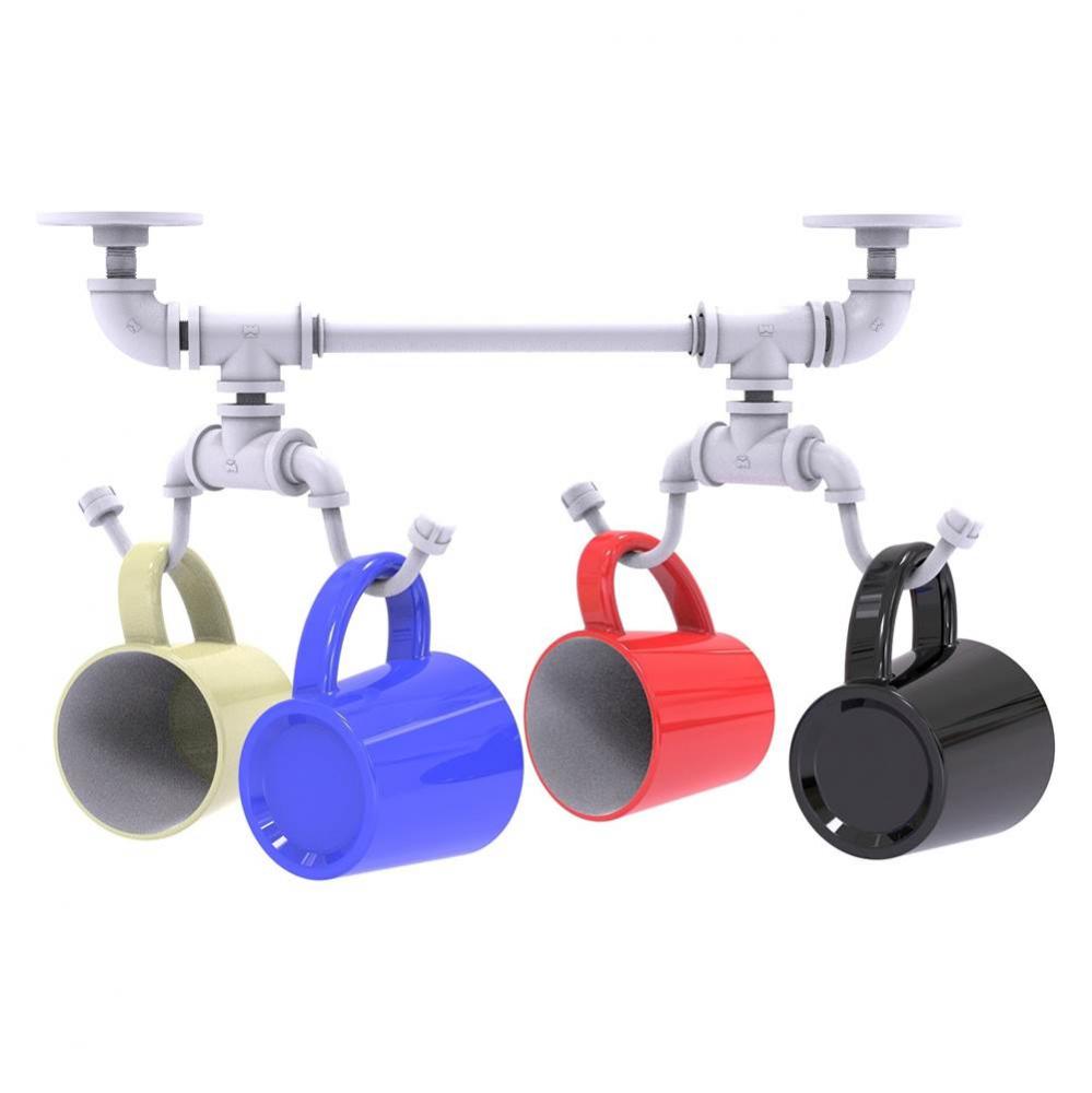 Pipeline Collection Under Cabinet 4 Coffee Mug Rack - Matte White