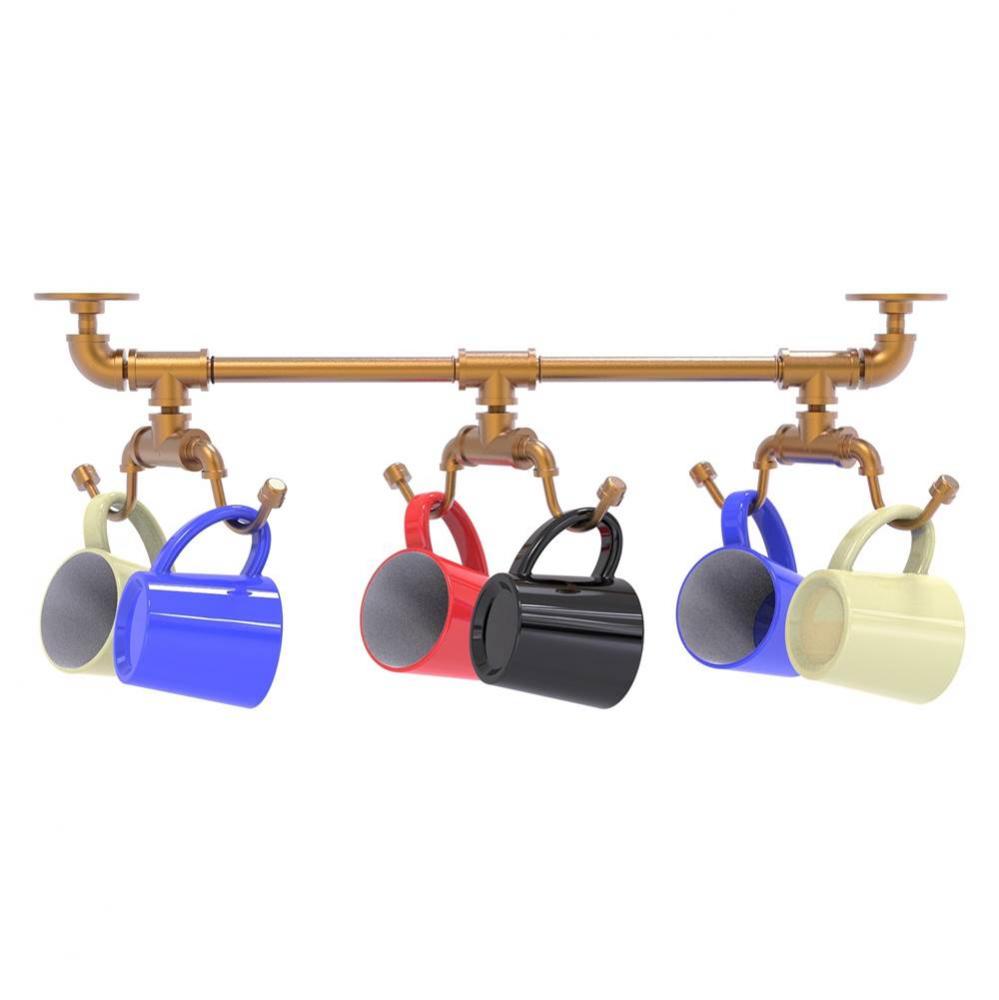 Pipeline Collection Under Cabinet 6 Coffee Mug Rack - Brushed Bronze