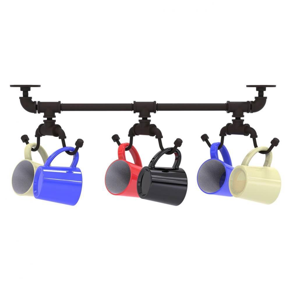 Pipeline Collection Under Cabinet 6 Coffee Mug Rack - Oil Rubbed Bronze