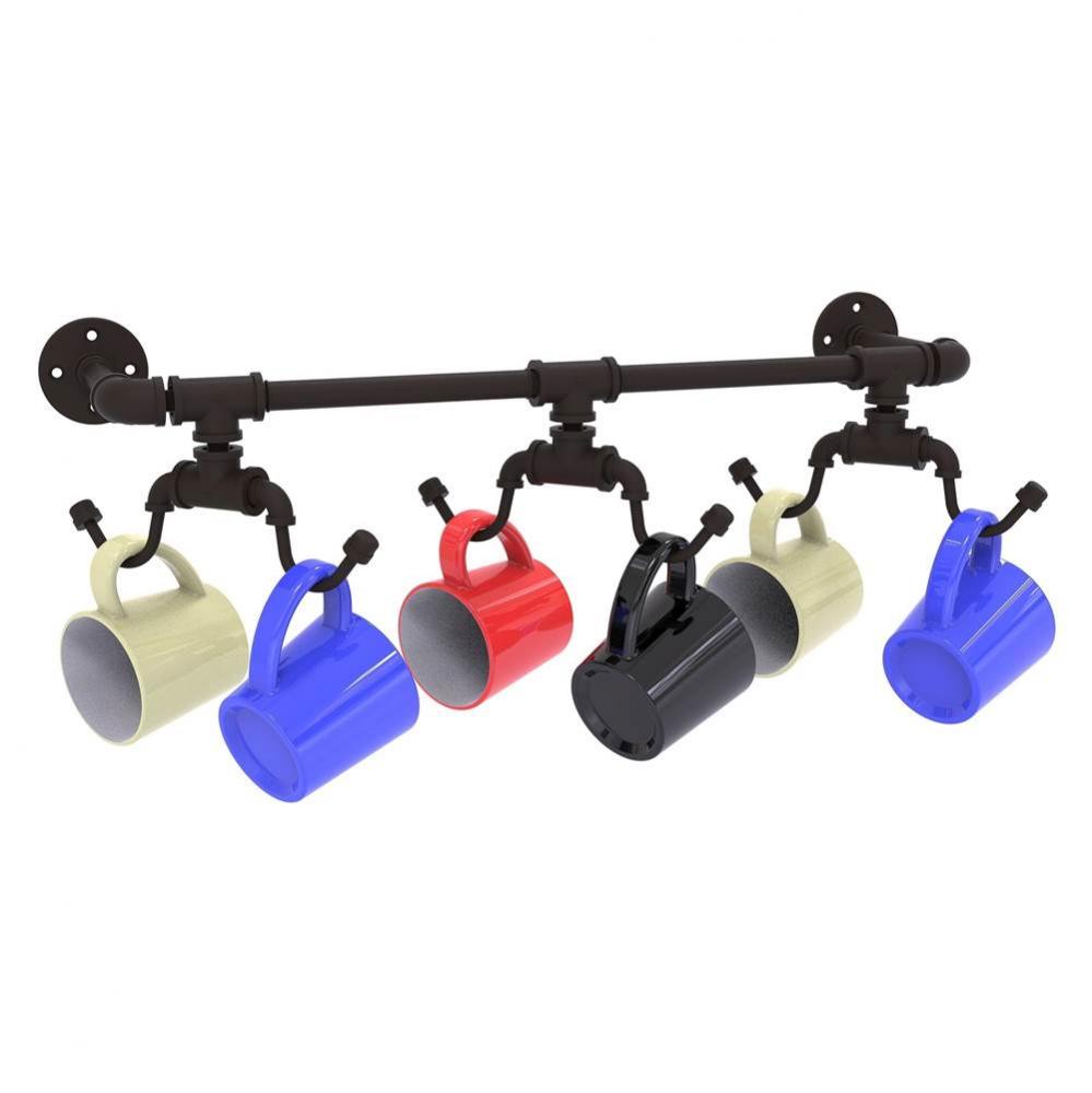 Pipeline Collection Wall Mounted 6 Coffee Mug Rack - Oil Rubbed Bronze