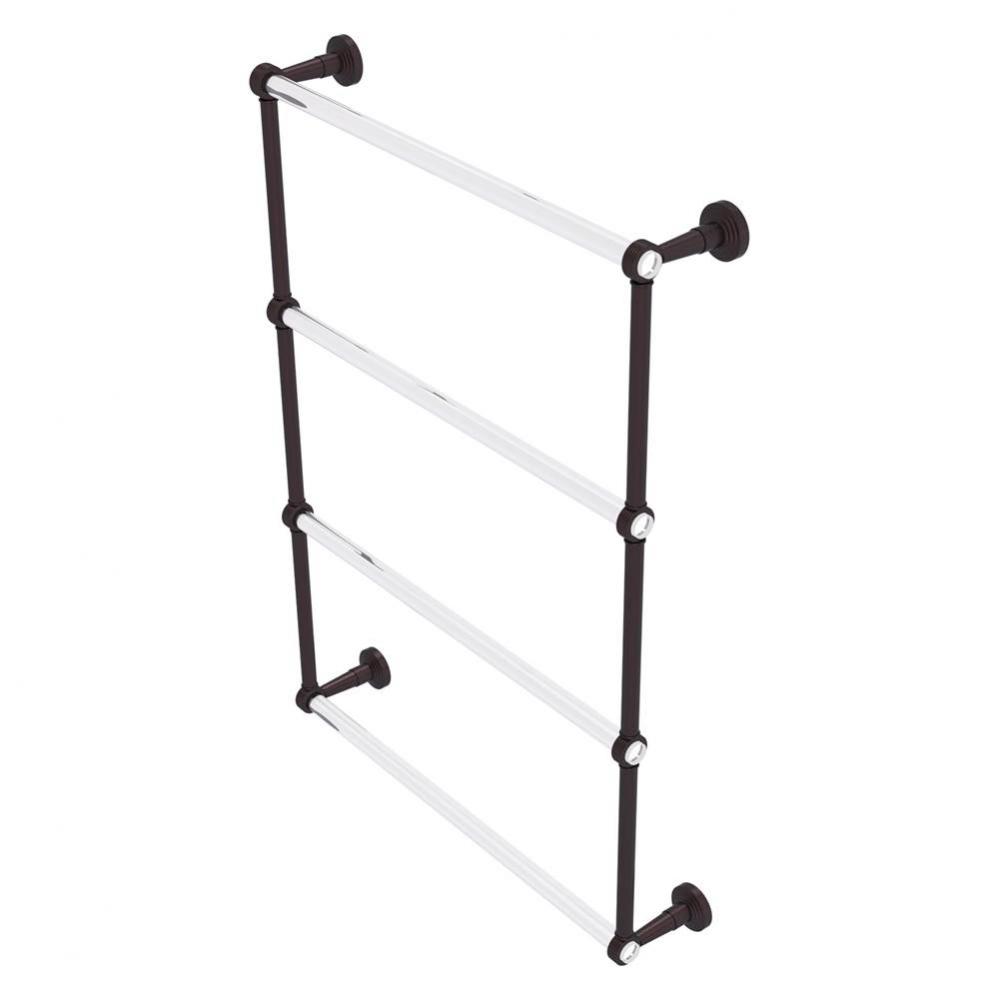 Pacific Beach Collection 4 Tier 24 Inch Ladder Towel Bar with Grooved Accents - Antique Bronze