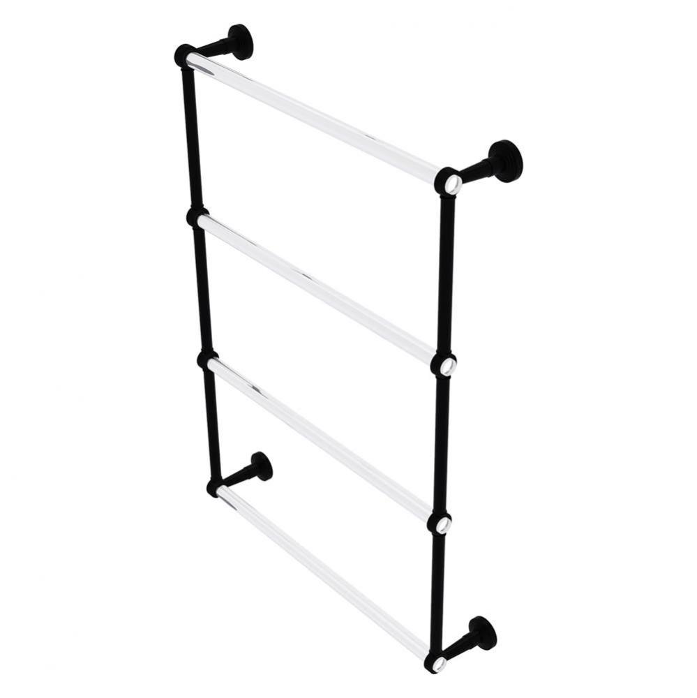 Pacific Beach Collection 4 Tier 24 Inch Ladder Towel Bar with Grooved Accents - Matte Black