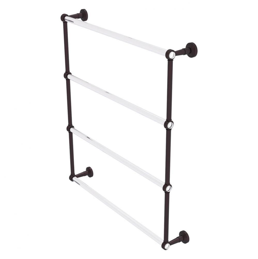 Pacific Beach Collection 4 Tier 30 Inch Ladder Towel Bar with Grooved Accents - Antique Bronze