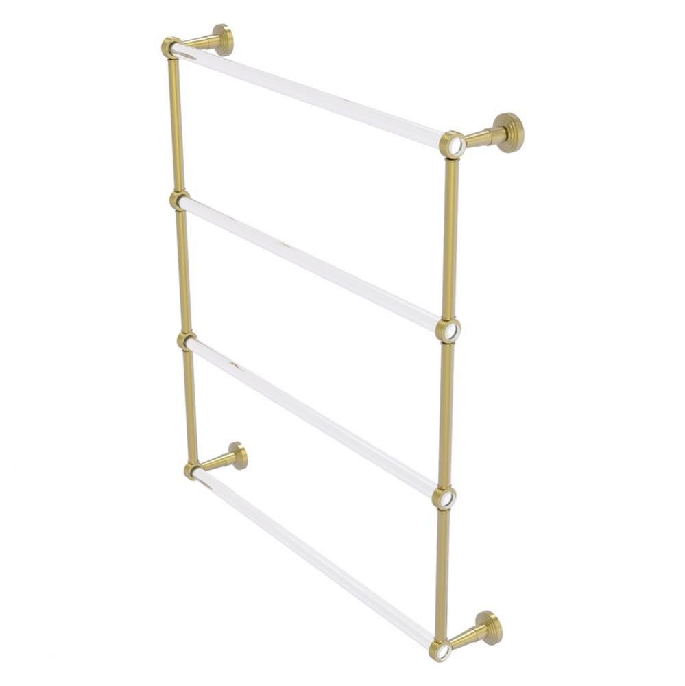 Pacific Beach Collection 4 Tier 30 Inch Ladder Towel Bar with Grooved Accents - Satin Brass