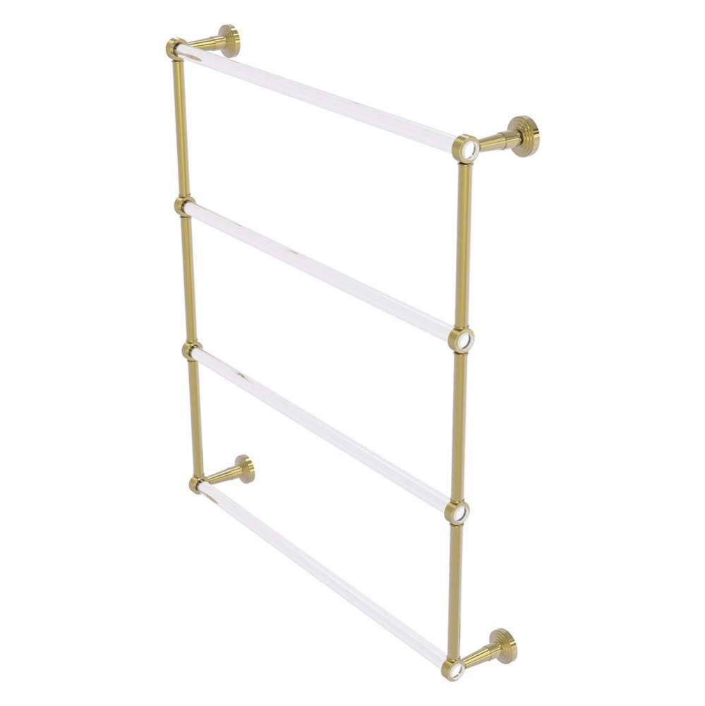 Pacific Beach Collection 4 Tier 30 Inch Ladder Towel Bar with Grooved Accents - Unlacquered Brass