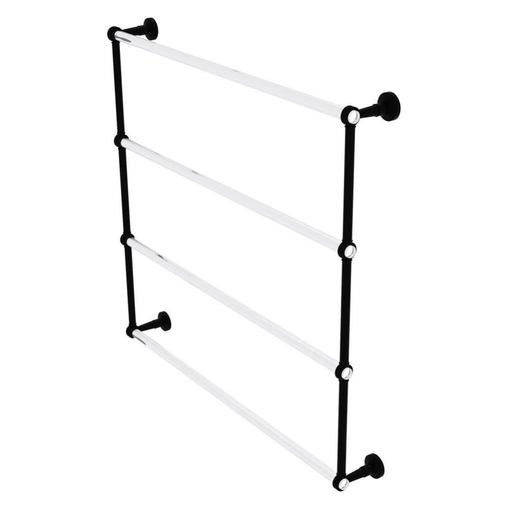 Pacific Beach Collection 4 Tier 36 Inch Ladder Towel Bar with Grooved Accents - Matte Black