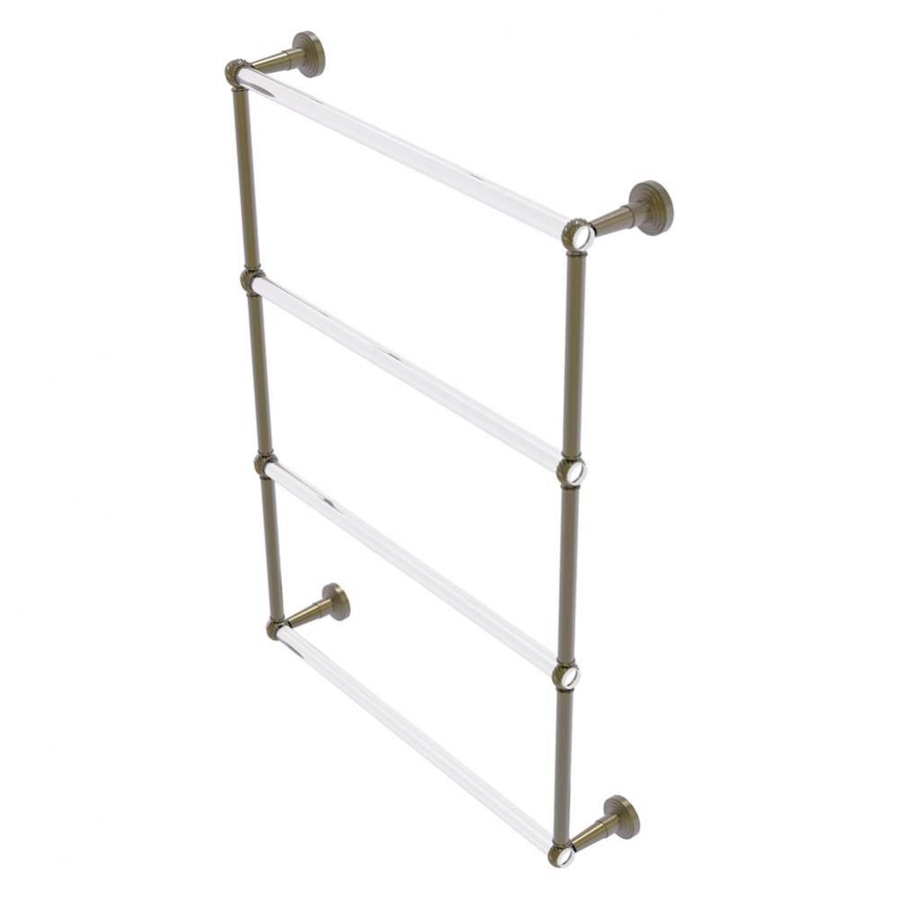 Pacific Beach Collection 4 Tier 24 Inch Ladder Towel Bar with Twisted Accents - Antique Brass