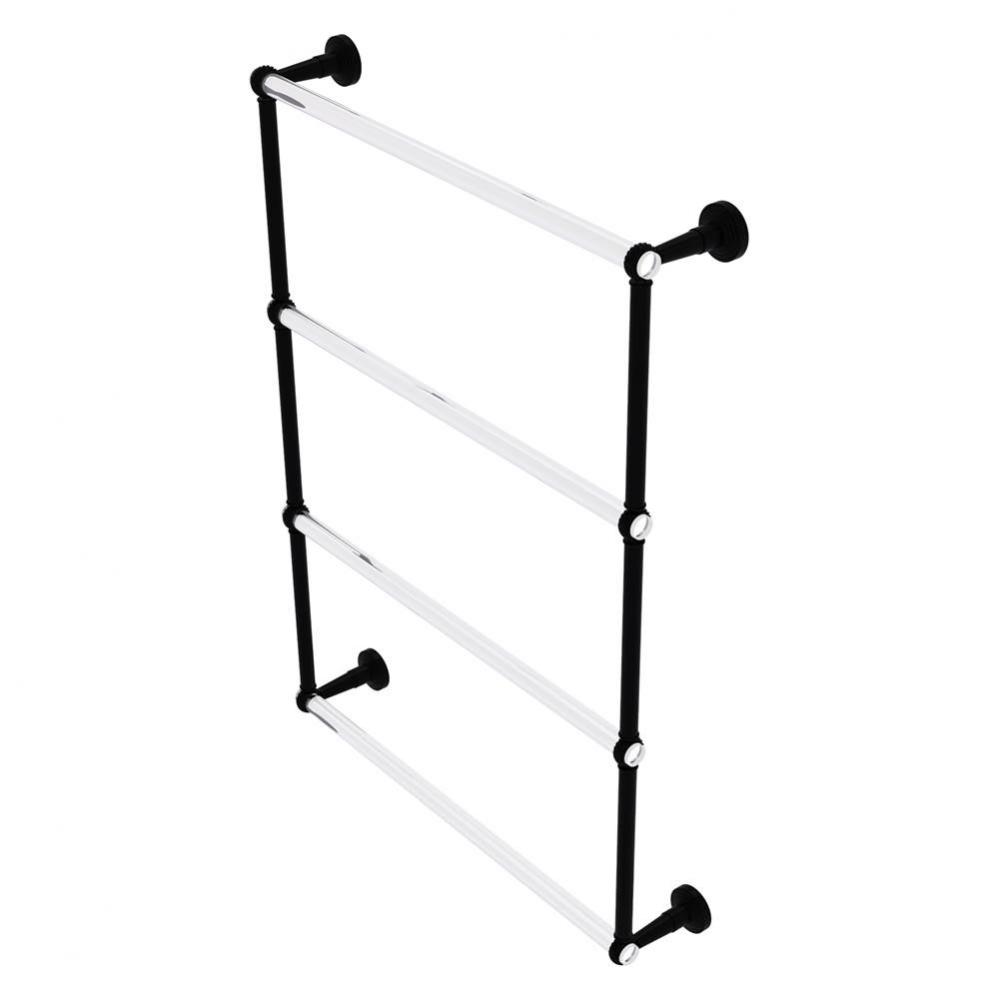 Pacific Beach Collection 4 Tier 24 Inch Ladder Towel Bar with Twisted Accents - Matte Black