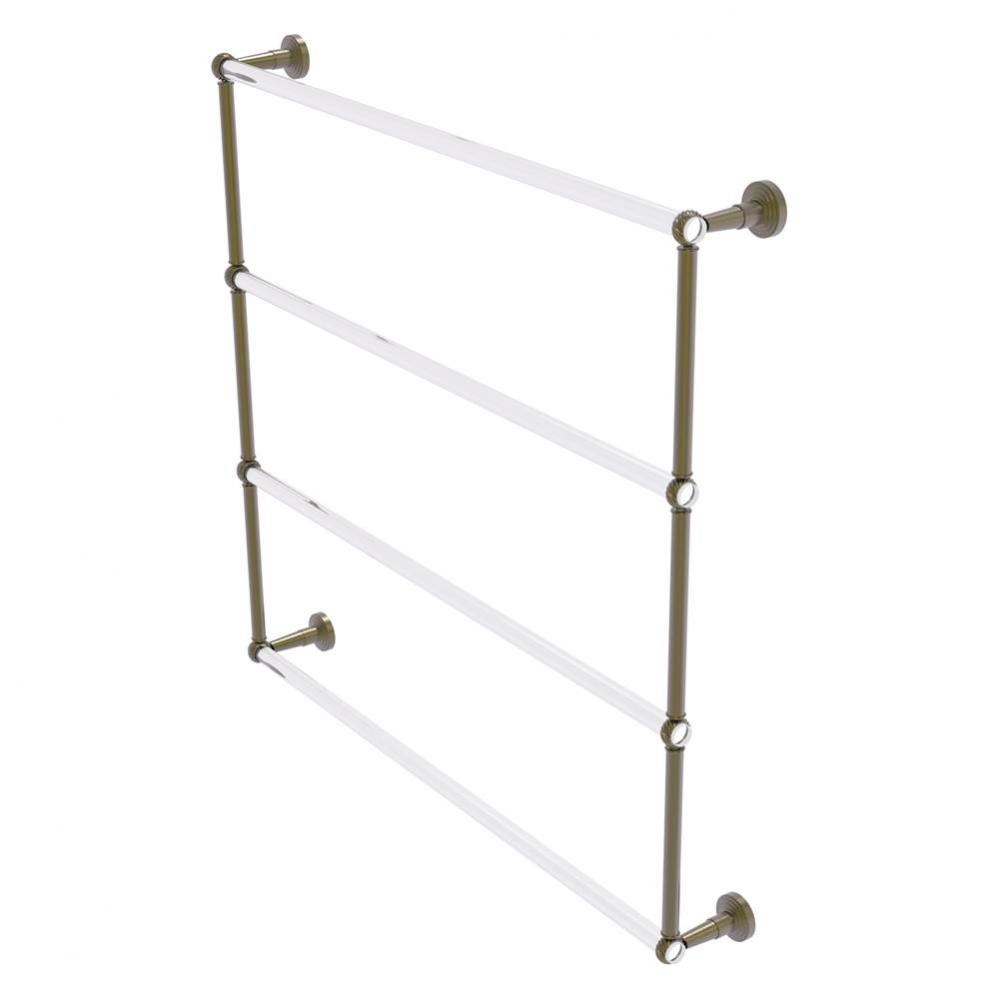 Pacific Beach Collection 4 Tier 36 Inch Ladder Towel Bar with Twisted Accents - Antique Brass