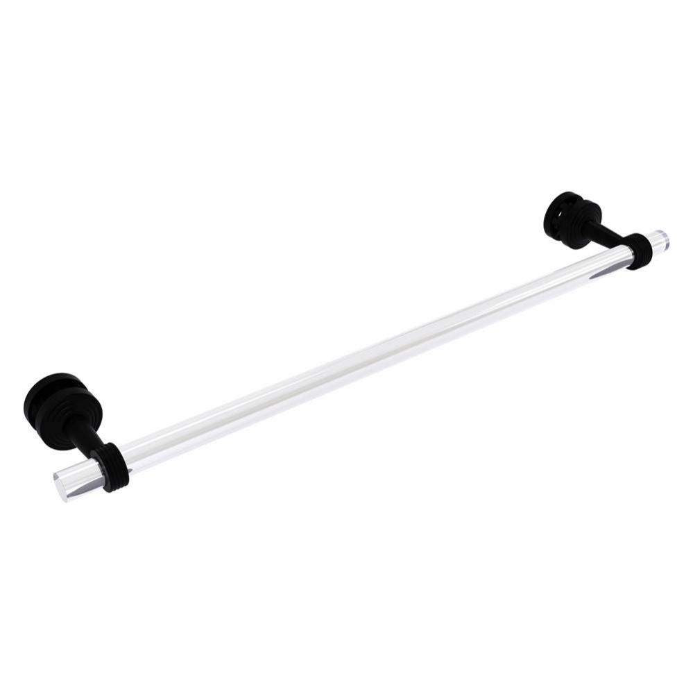 Pacific Beach Collection 24 Inch Shower Door Towel Bar with Grooved Accents - Matte Black