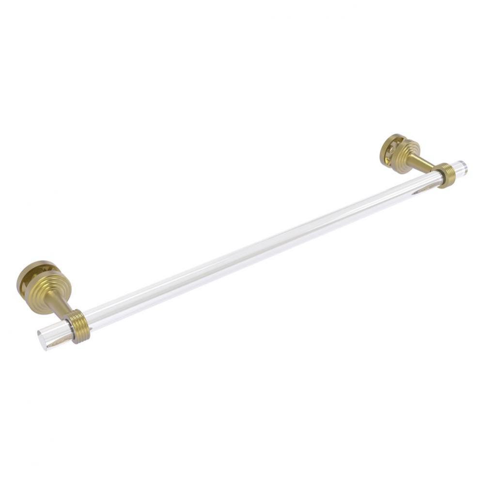 Pacific Beach Collection 24 Inch Shower Door Towel Bar with Grooved Accents - Satin Brass